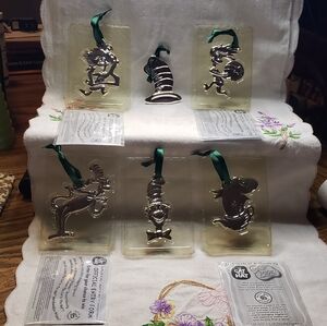 Vintage 2003 Burger King "The Cat In The Hat" 6 Silver Plated Ornaments